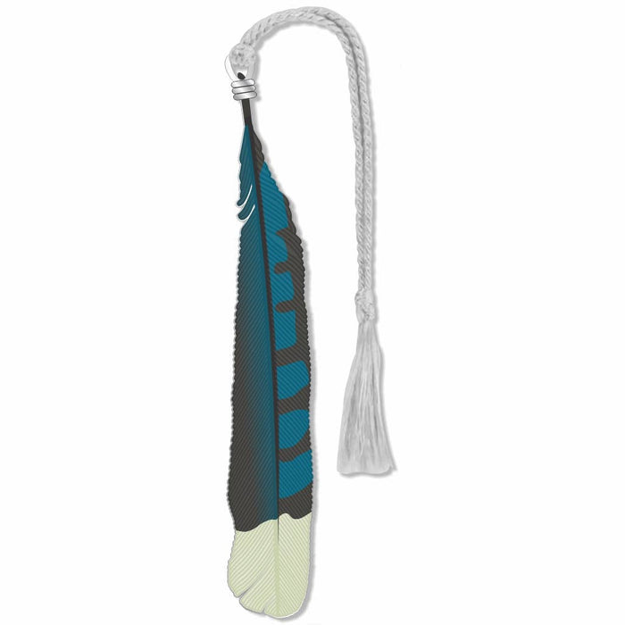 David Howell and Company - Blue Jay Feather Metal Bookmark, MADE in USA