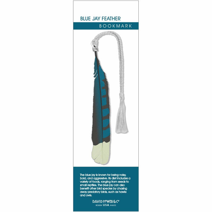 David Howell and Company - Blue Jay Feather Metal Bookmark, MADE in USA