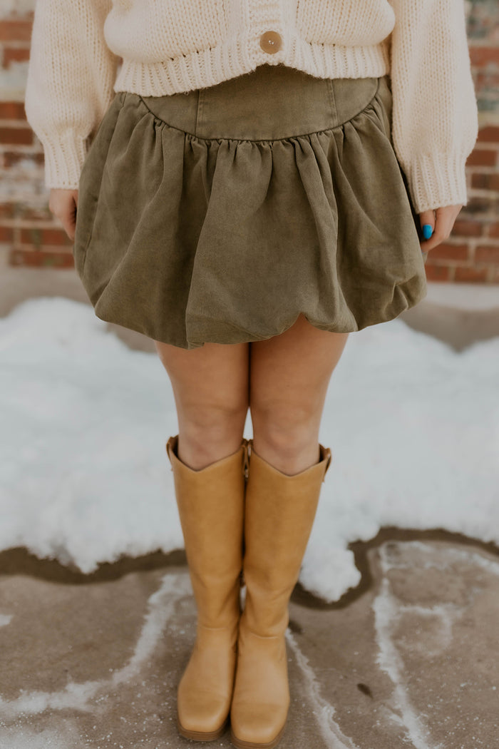 Demi Bubble Skirt- Olive