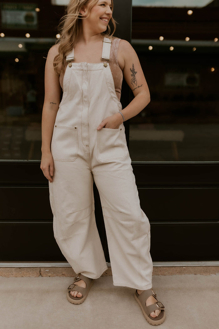 Denim Daze Overalls- Cream