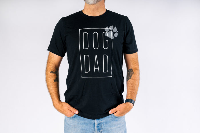 P.L.A.Y. Dog Dad Humanitee - T-Shirt modeled on man