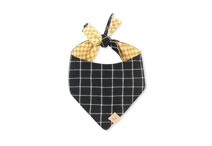 The Visionary Bandana by P.L.A.Y.  - black striped plaid side showing
