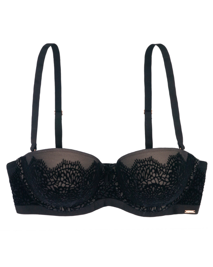 Dorina D000095 Black Velvet Balcony Molded Underwire Bra myselflingerie.com
