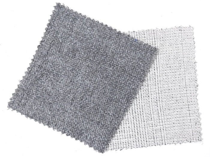 Double-Face Fabric: Grey Linen-Polyester Blend Front with Ivory Cotton Back 8090