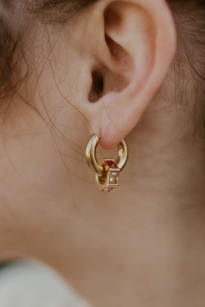 Double Gem Hoop Earrings- RESTOCK