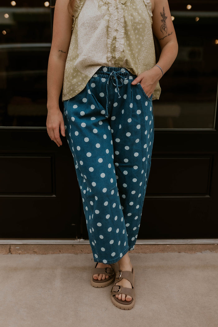Downtown Dot Denim Pants- Dark