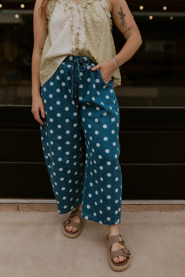 Downtown Dot Denim Pants- Dark