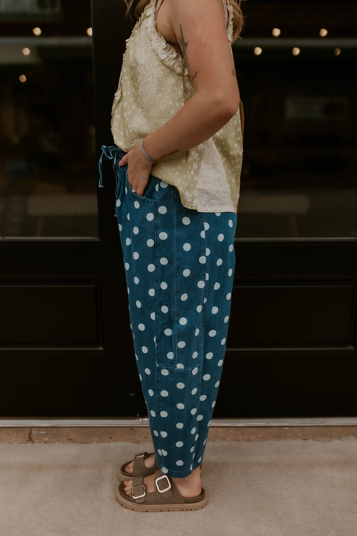 Downtown Dot Denim Pants- Dark