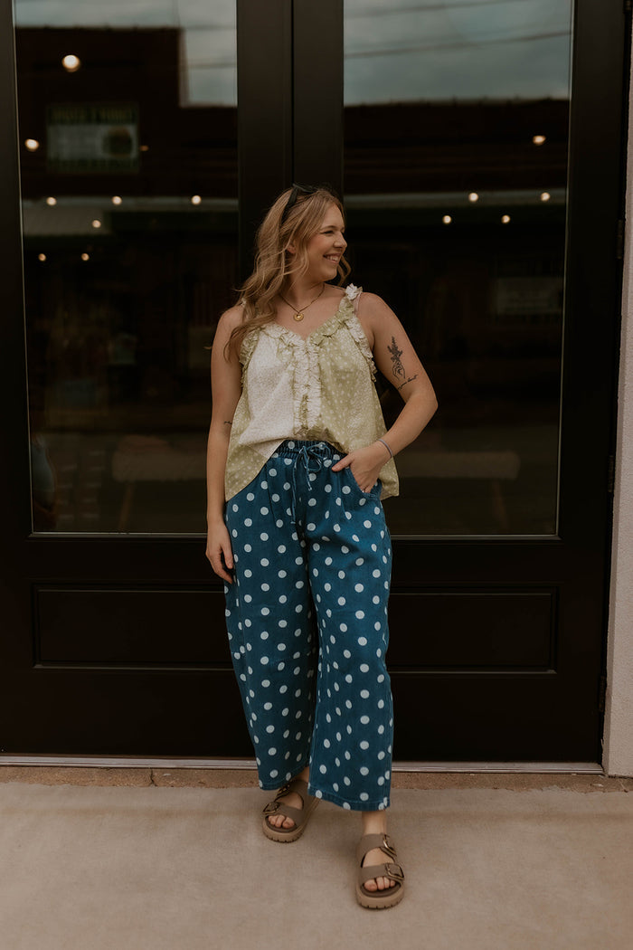 Downtown Dot Denim Pants- Dark