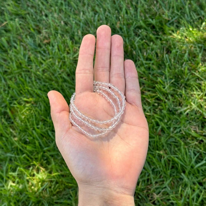 Earths Elements Wholesale - Crystal Bracelet - 4mm Clear Quartz, pack of 5