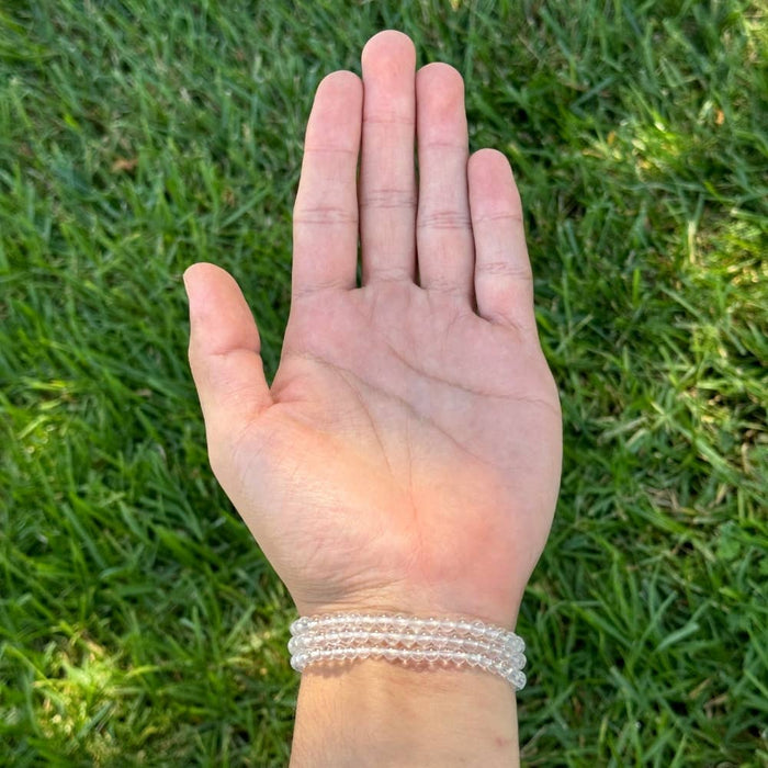 Earths Elements Wholesale - Crystal Bracelet - 4mm Clear Quartz, pack of 5
