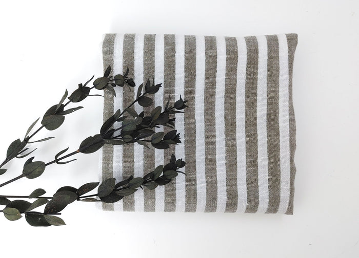 Effortless Stripes: Linen Rayon Blend Fabric with Subtle Wrinkle Charm 6518 - The Linen Lab - Khaki