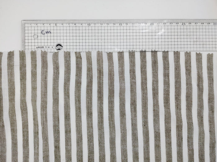 Effortless Stripes: Linen Rayon Blend Fabric with Subtle Wrinkle Charm 6518 - The Linen Lab - Khaki