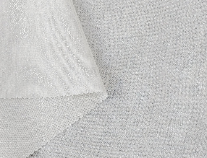 Elegant White Linen Tencel Fabric with Silver Lurex Highlights 2467
