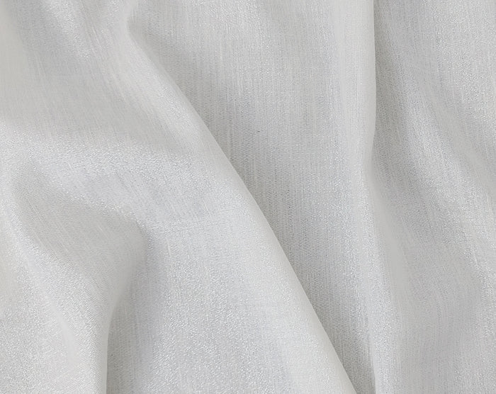 Elegant White Linen Tencel Fabric with Silver Lurex Highlights 2467