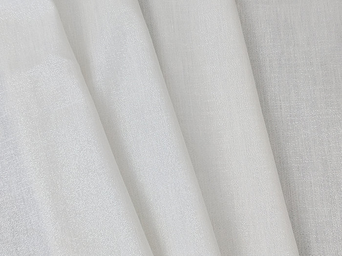 Elegant White Linen Tencel Fabric with Silver Lurex Highlights 2467