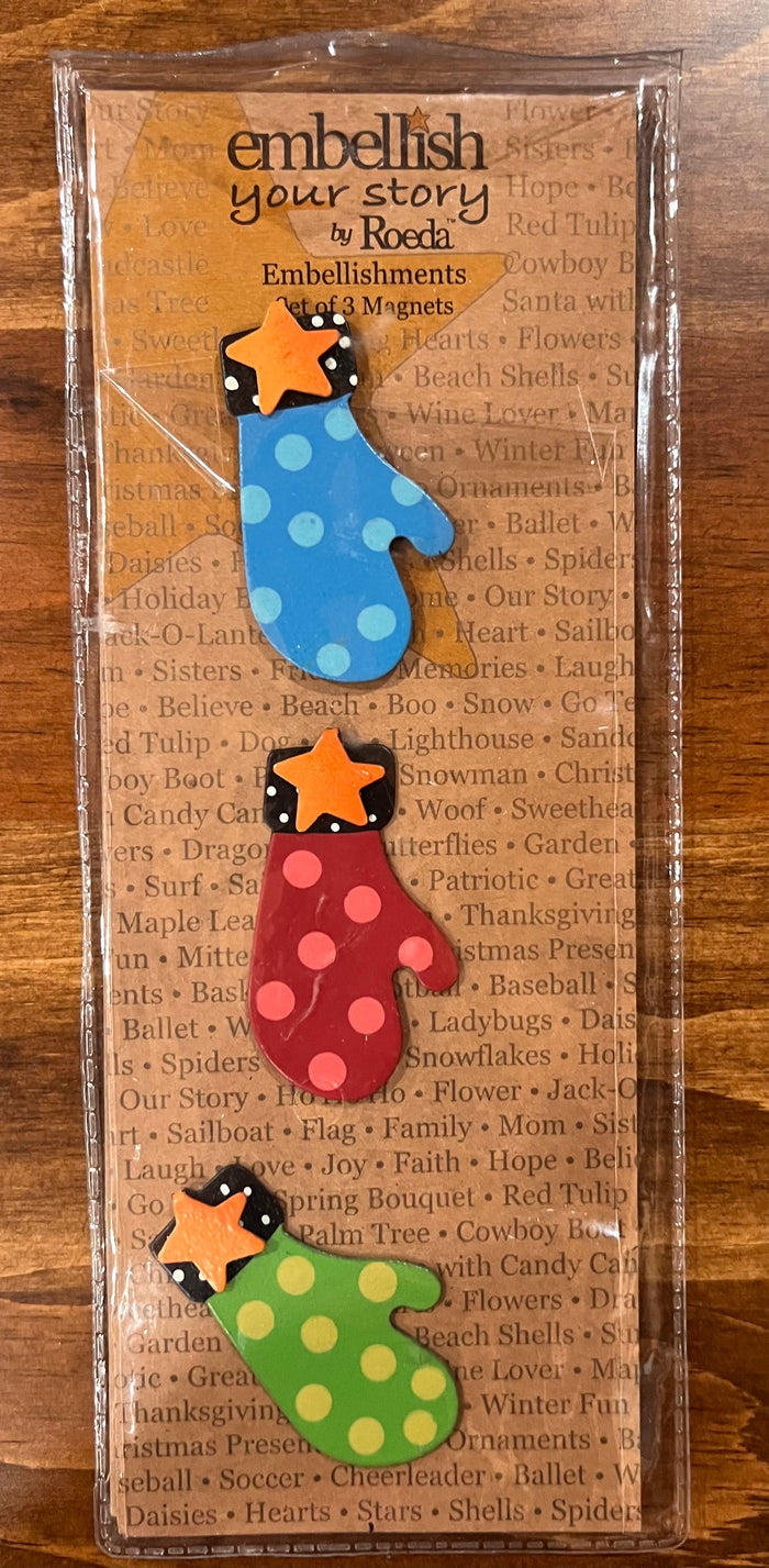Embellish Your Story Magnets Set of three Mittens