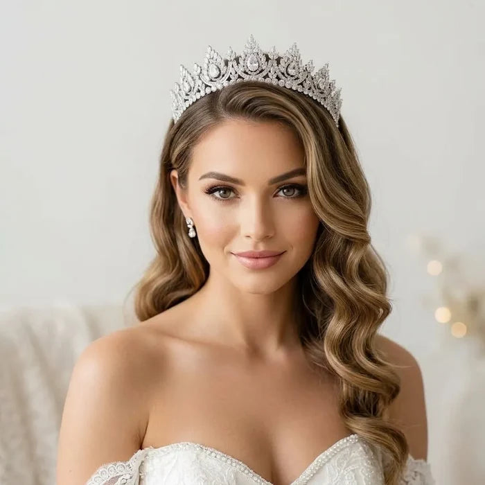 Wedding Hair Accessories - Royal Glamour CZ Bridal Tiara