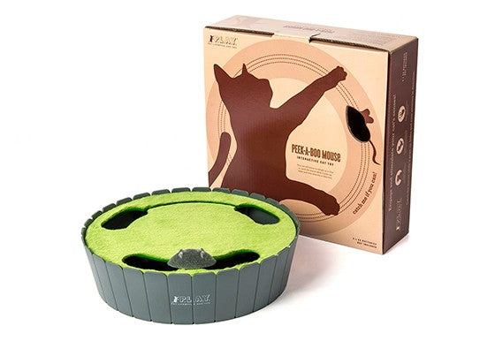 Feline Frenzy Peek-a-boo Mouse Interactive Cat Toy with packaging on a white background