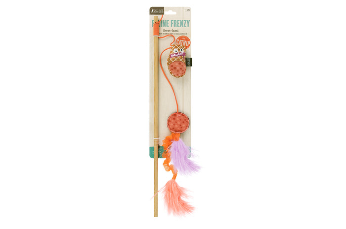 P.L.A.Y. Feline Frenzy Swatlami Wand Toy in packaging on a white background