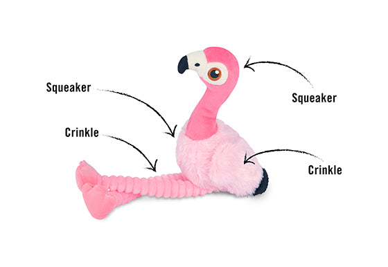 P.L.A.Y. Fetching Flock Flora the Flamingo Toy - features shown