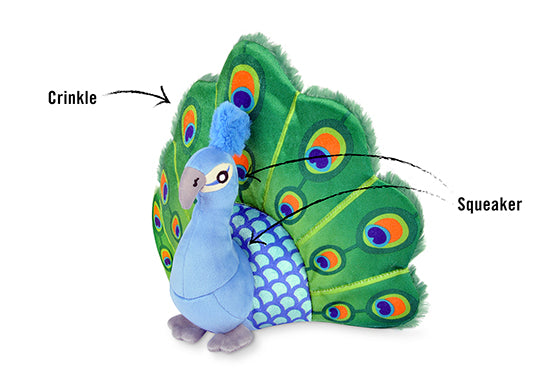 P.L.A.Y. Fetching Flock Percy the Peacock Toy - features shown