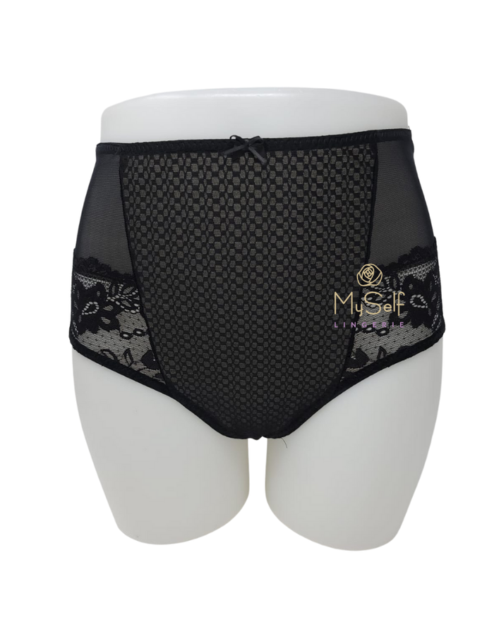 Fitfully Yours U2763 Black Serena Lace Brief myselflingerie.com