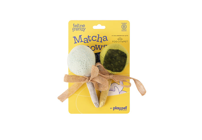Fog City Pet x Feline Frenzy Matcha Meows toy set in packaging on a white background