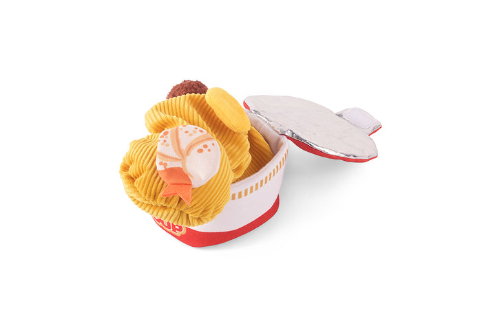Fog City Pet x Play Pup of Soup dog toy with lid opened showing contents on a white background