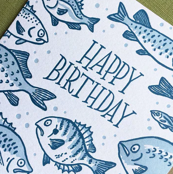 Frog & Toad Press - Birthday Fish Greeting Card