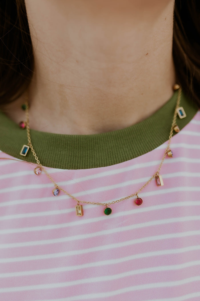 Gem Dangle Necklace- Restock