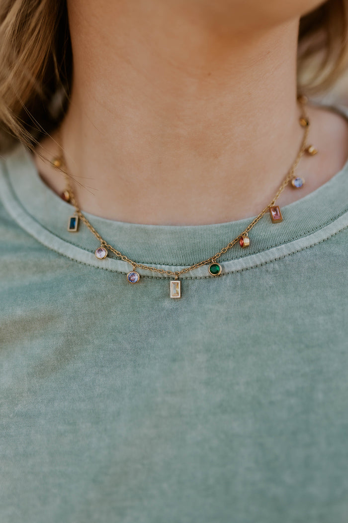 Gem Dangle Necklace- Restock
