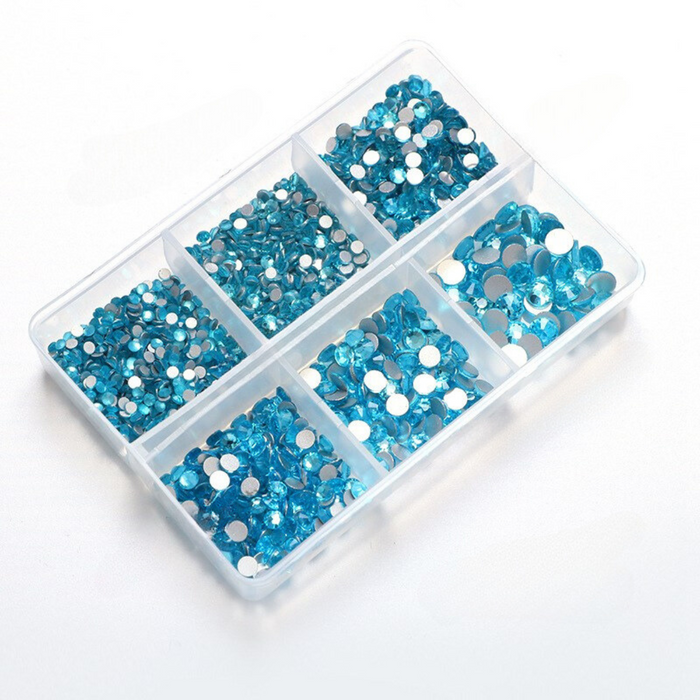 Gemini 6 pk Rhinestone Box | Aqua
