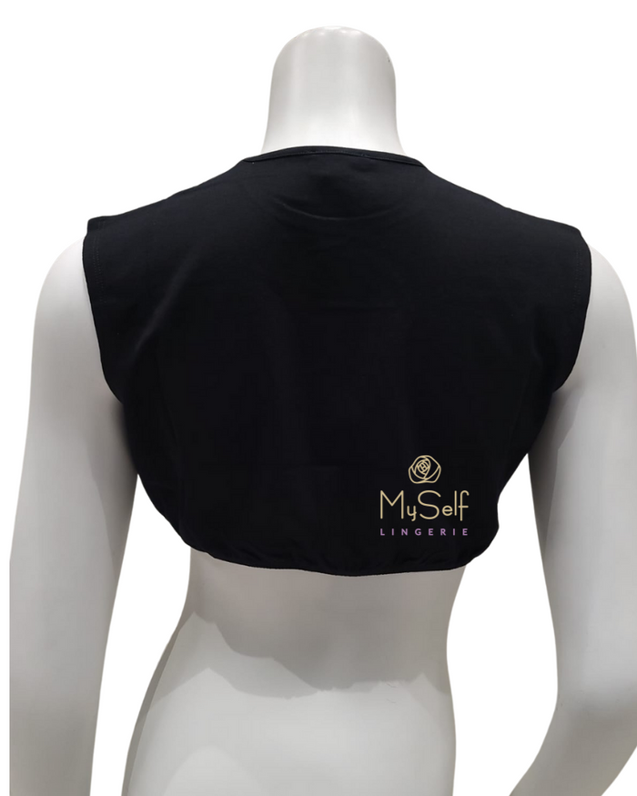 Gemsli SHC334 Black Sleeveless Organic Cotton Crop Shell myselflingerie.com