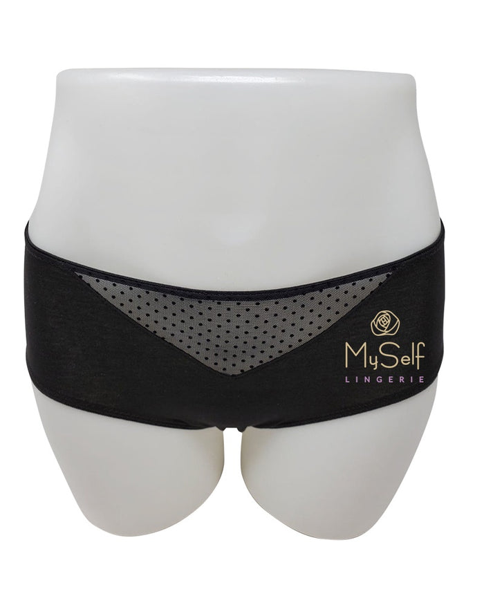 Gemsli 31200 Mesh Insert Organic Cotton Black Hipsters 3 Pk myselflingerie.com