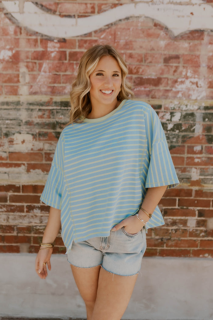 Get Going Striped Top- Mint
