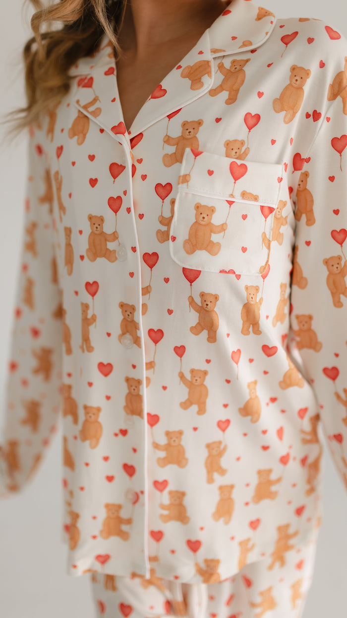 Girl's Button Up Set in Heart Bears