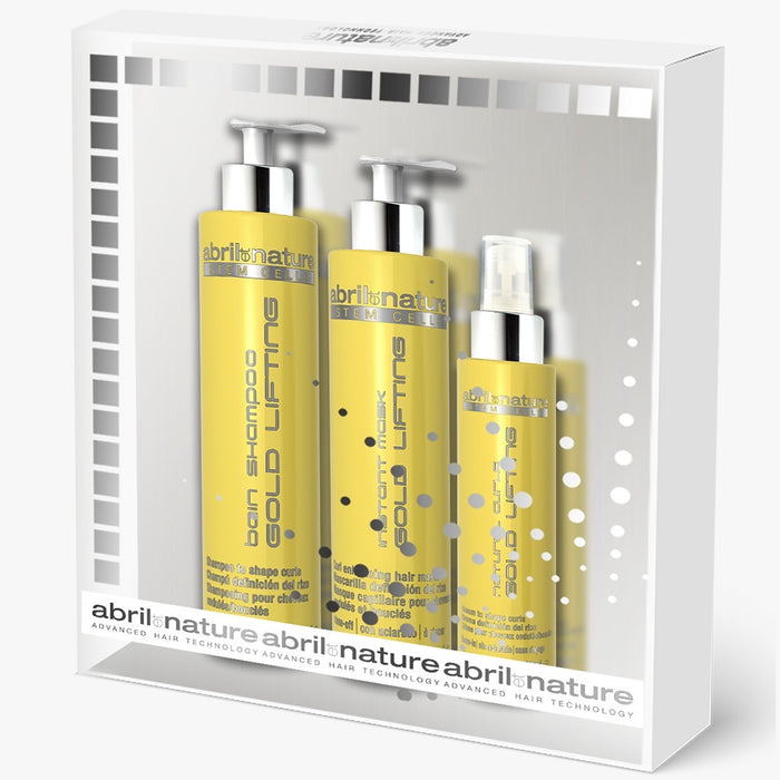 Gold Lifting Pack (3) #abriletnature /Bain Shampoo Gold Lifting 8.45fl.oz/ Instant mask Gold Lifting 6.76 fl.oz/Natural Curls Gold Lifting 3.38 fl.oz