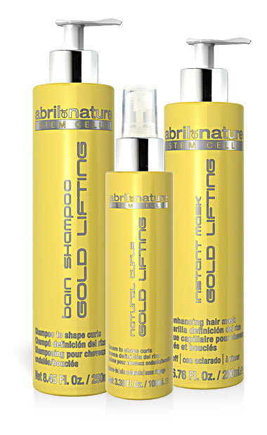 Gold Lifting Pack (3) #abriletnature /Bain Shampoo Gold Lifting 8.45fl.oz/ Instant mask Gold Lifting 6.76 fl.oz/Natural Curls Gold Lifting 3.38 fl.oz