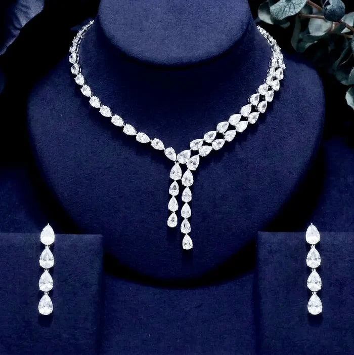Statement CZ Bridal Jewelry Set with Lariat Necklace | ADORA by Simona