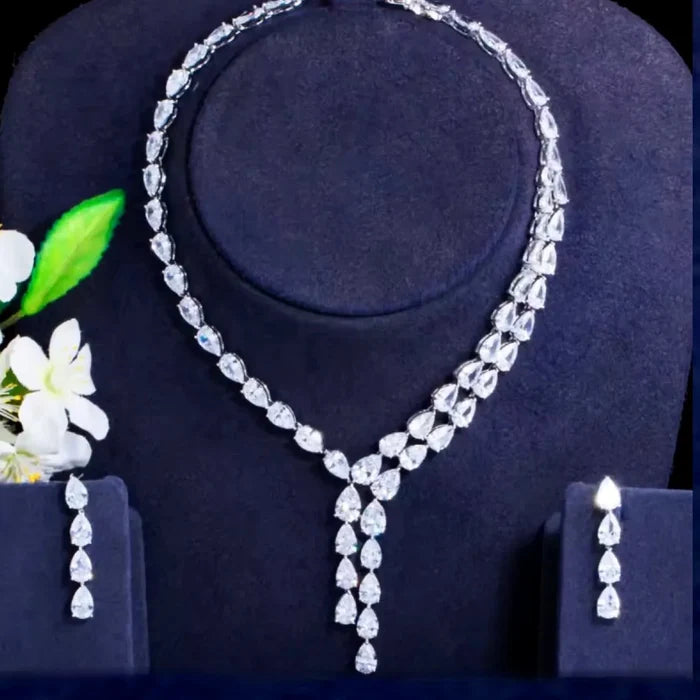 Statement CZ Bridal Jewelry Set with Lariat Necklace | ADORA by Simona