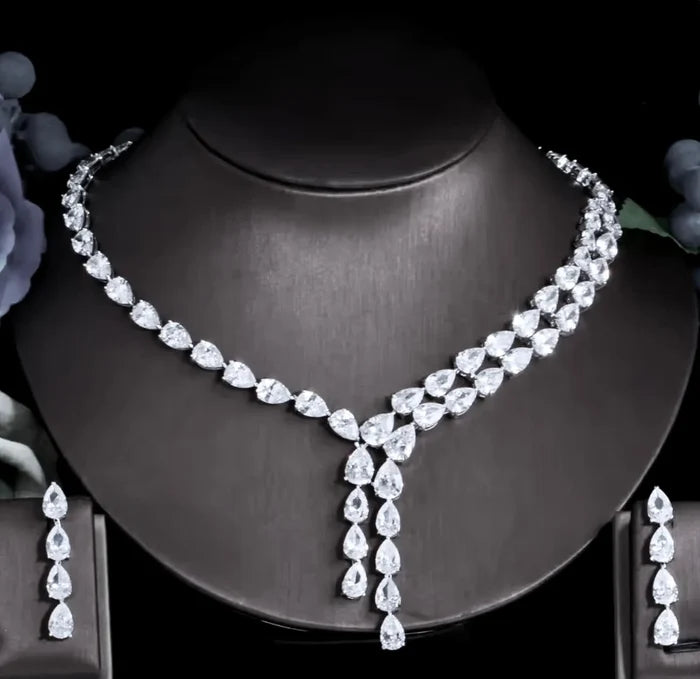 Statement CZ Bridal Jewelry Set with Lariat Necklace | ADORA by Simona