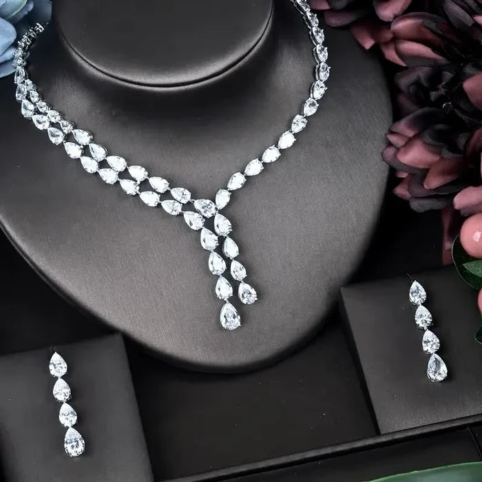 Statement CZ Bridal Jewelry Set with Lariat Necklace | ADORA by Simona