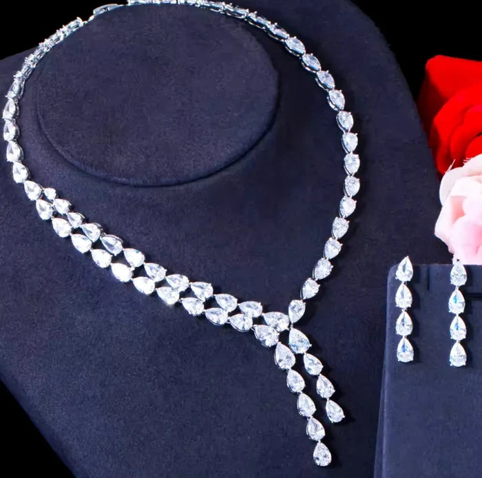 Statement CZ Bridal Jewelry Set with Lariat Necklace | ADORA by Simona
