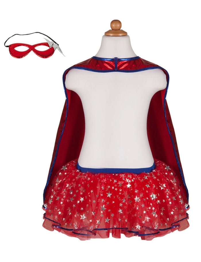 Great Pretenders Superhero Tutu Cape and Mask Set (size 4-6)
