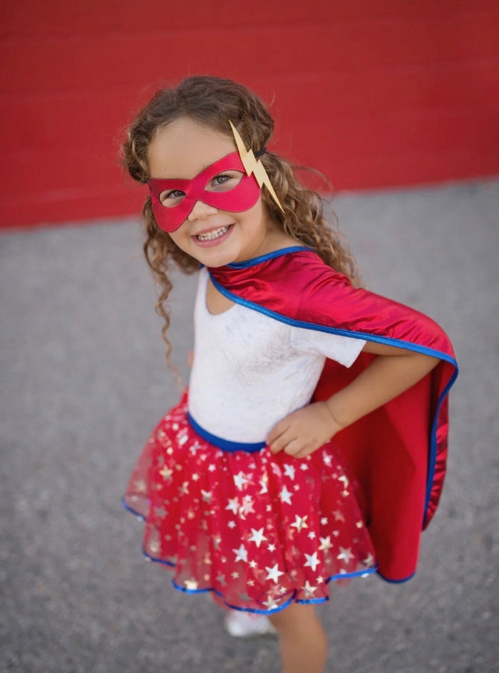 Great Pretenders Superhero Tutu Cape and Mask Set (size 4-6)