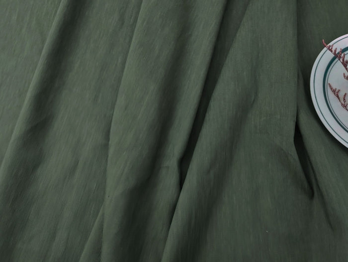 Green Linen Rayon PU Stretch Fabric - Medium Weight for Versatile Sewing Projects 7193 - The Linen Lab - Green