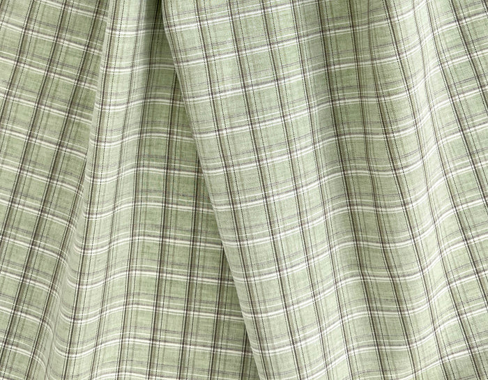 Green Plaid Linen Cotton Fabric – Pre-Washed, Light-Medium Weight 8268