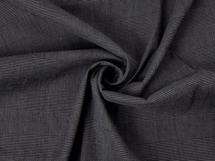 Grey Glen Plaid Linen/Cotton Stretch Fabric – Soft, Pre-Washed 8067