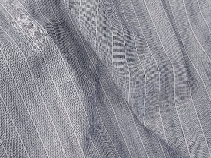 Grey Stripe Linen Cotton Fabric - Versatile Material for Sewing and Crafting 4926 - The Linen Lab - Gray
